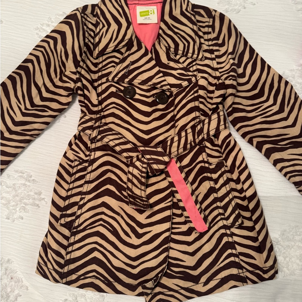 Girls bundle Zebra Print Trench Coat with Pink Lining